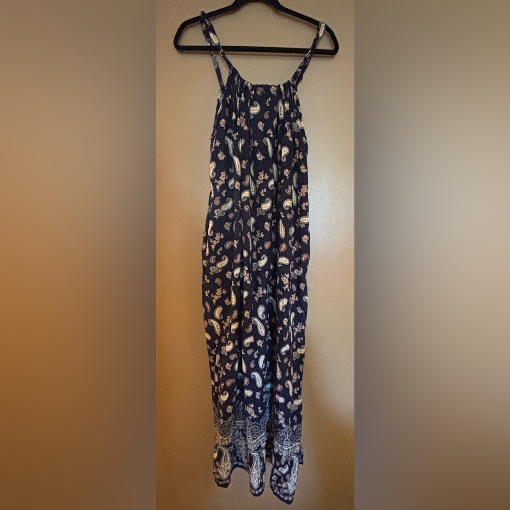 Navy Blue Paisley Maxi Dress Medium
